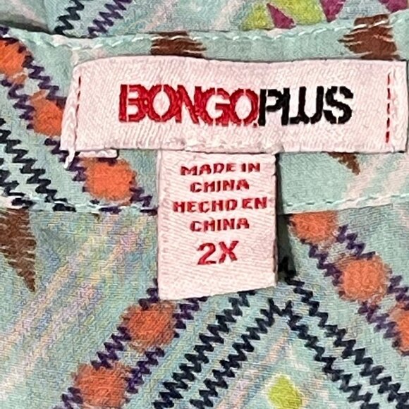 Bongo Plus Tunic Blouse Size 2X Green Chevron Print - Picture 5 of 8